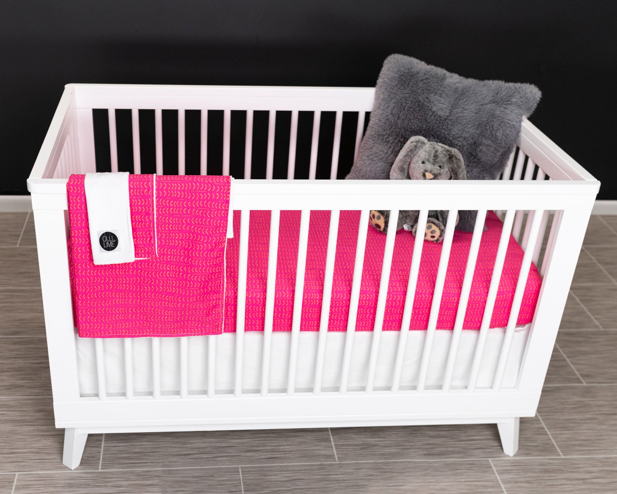 Dreamy Ferns - Deluxe Nursery Bedding Set - Marigold on Fuchsia - Olli+Lime